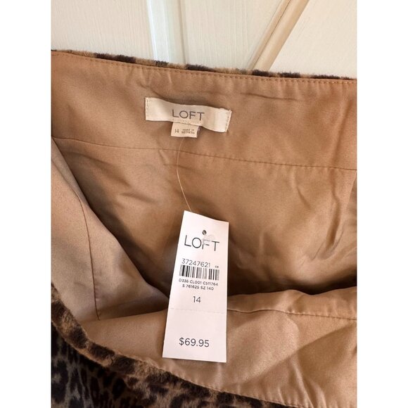 NWT Loft Black Brown Cheetah Print Wool Mini Skirt Womens Size 14 - Picture 7 of 10